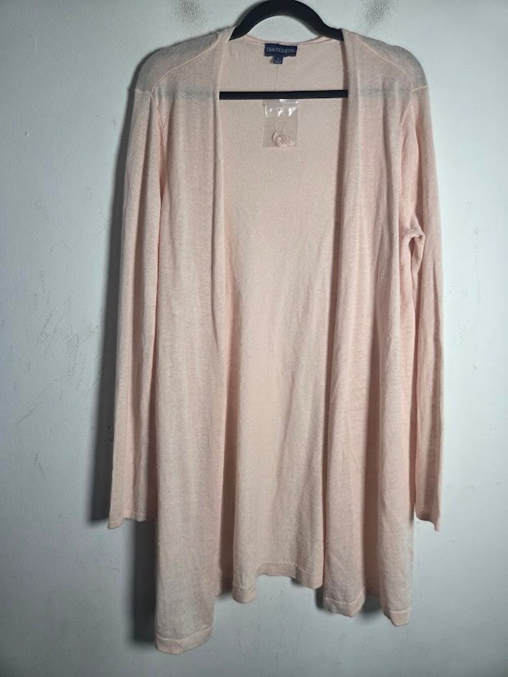 NWOT Travelers Women Blush Pink Linen Blend Tunic Open Cardigan Sweater sz Large